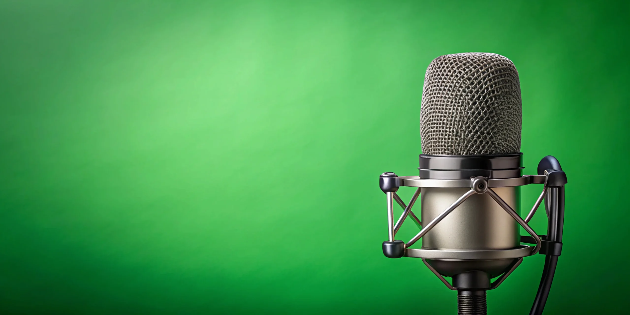 Tangram 4 podcast frame microphone green background with copy space podcasting banner broadcast production website header 1 scaled